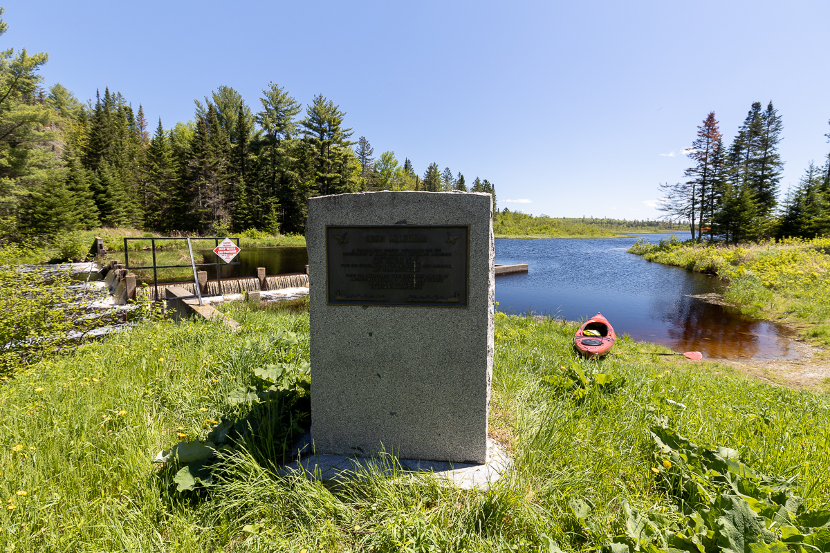 Monument at the boat launch at Kilmarnock Deadwater