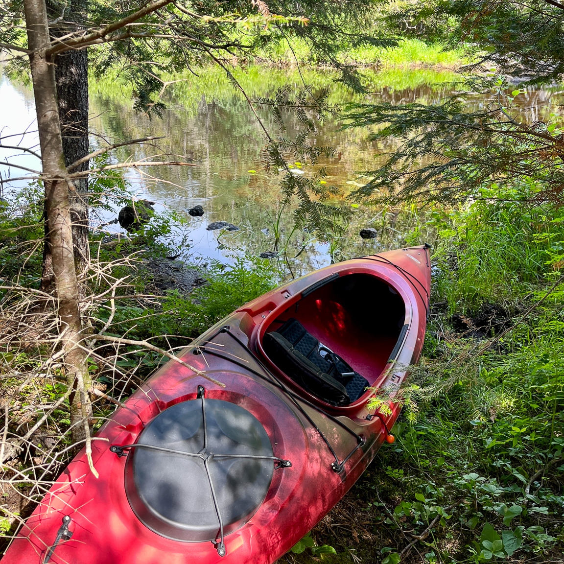 Putting my kayak in East Branch Nackawic Stream