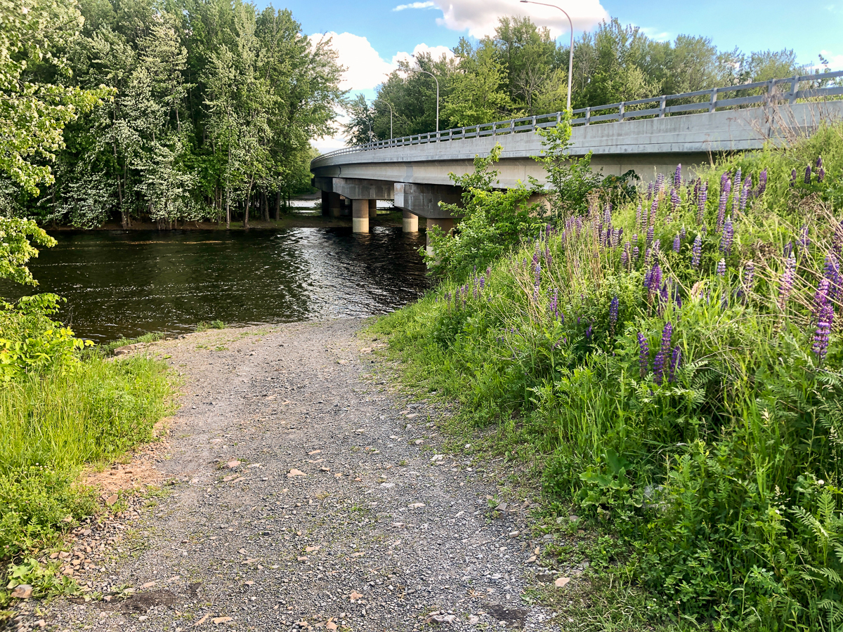 The steep boat launch next to the bridge over the Nashwaak